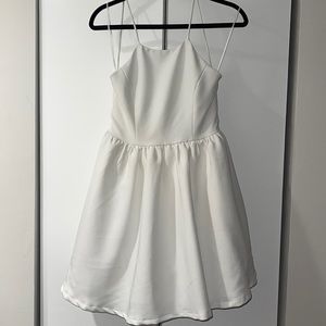white backless cocktail dress